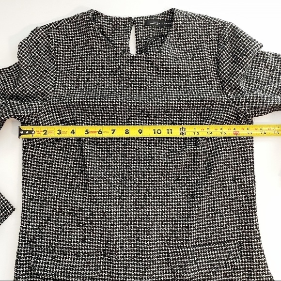 Zara Woman Black and White Mini Houndstooth Pullover Long Sleeve Shirt - Picture 5 of 5